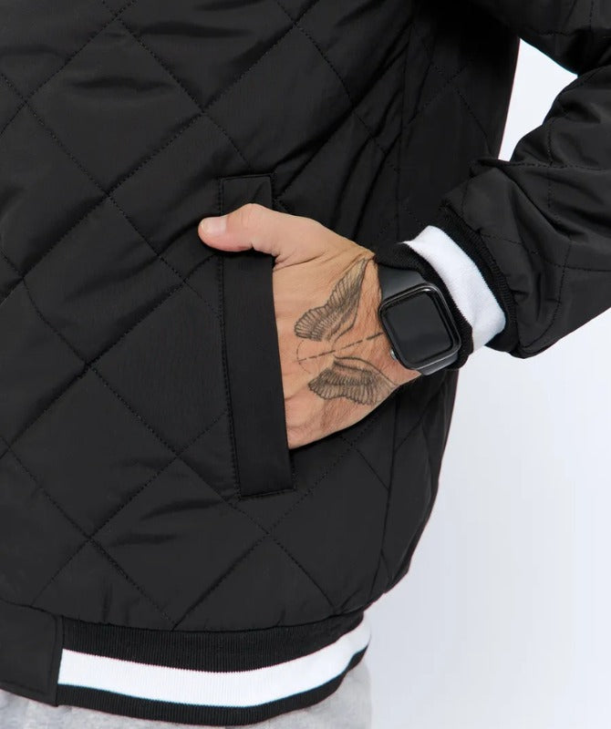 Men’s Quilted Black Bomber Jacket | Stylish Lightweight Streetwear for All Seasons