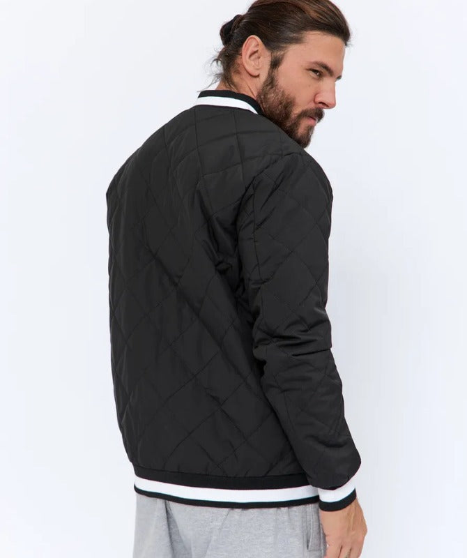 Men’s Quilted Black Bomber Jacket | Stylish Lightweight Streetwear for All Seasons