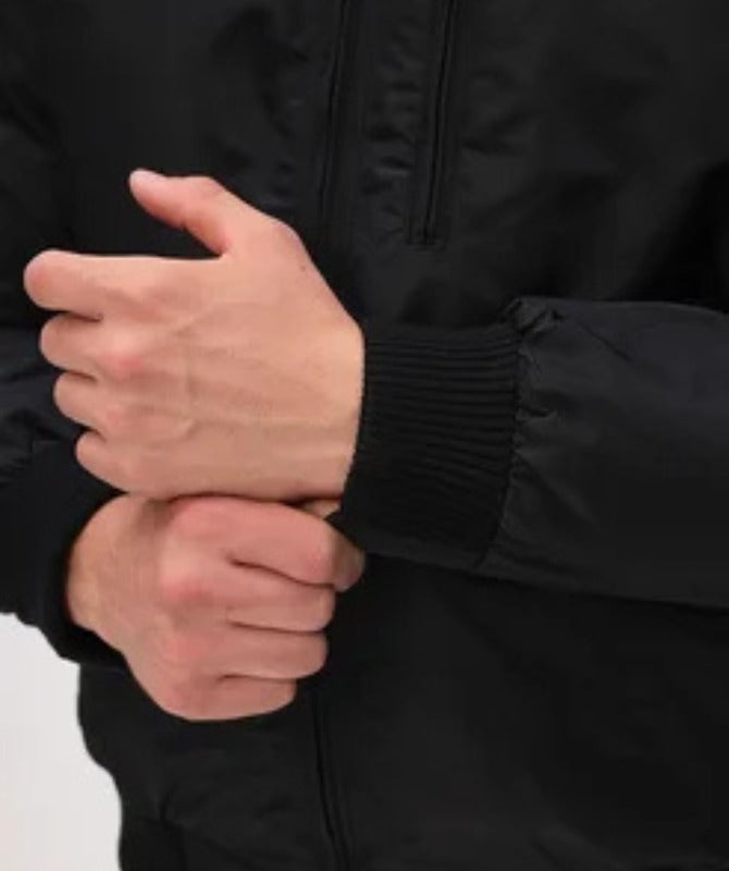 Men’s Black Hooded Bomber Jacket | Winter Warm Puffer Jacket with Sherpa Lining