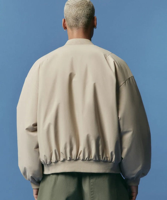Men’s Beige Bomber Jacket | Lightweight Casual Streetwear Jacket