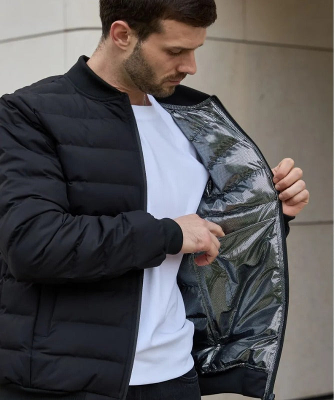 Men’s Black Puffer Jacket | Lightweight Warm Winter Bomber Jacket