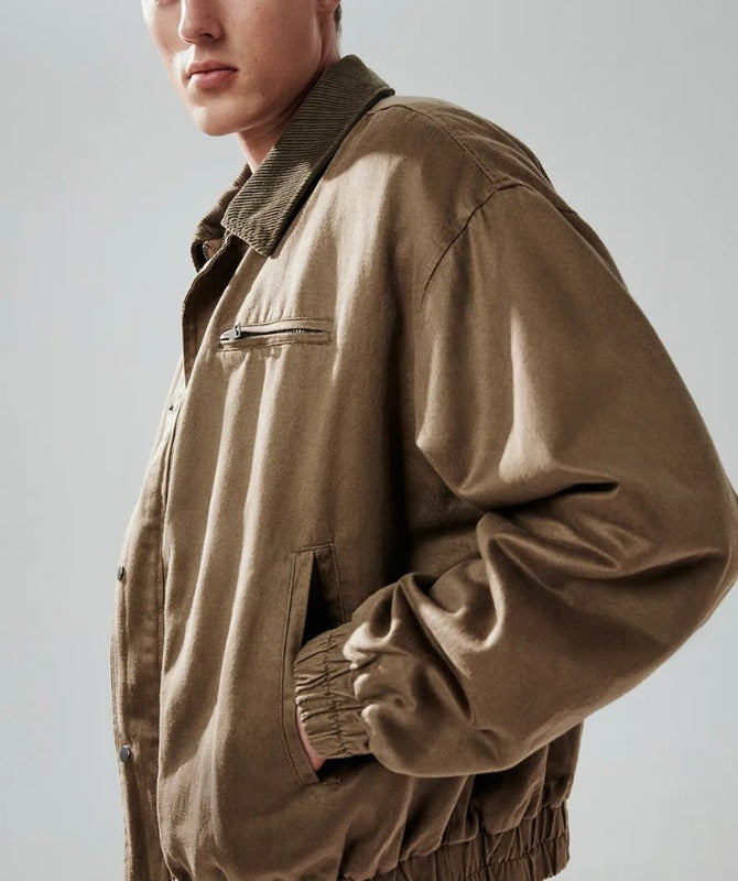 Men’s Brown Cotton Bomber Jacket | Vintage Casual Lightweight Outerwear