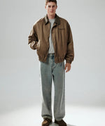 Men’s Brown Cotton Bomber Jacket | Vintage Casual Lightweight Outerwear