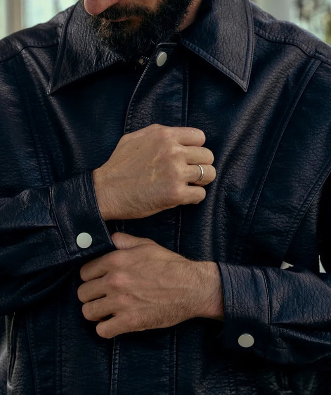 Men’s Black Leather Biker Jacket | Vintage Oversized Streetwear Outerwear