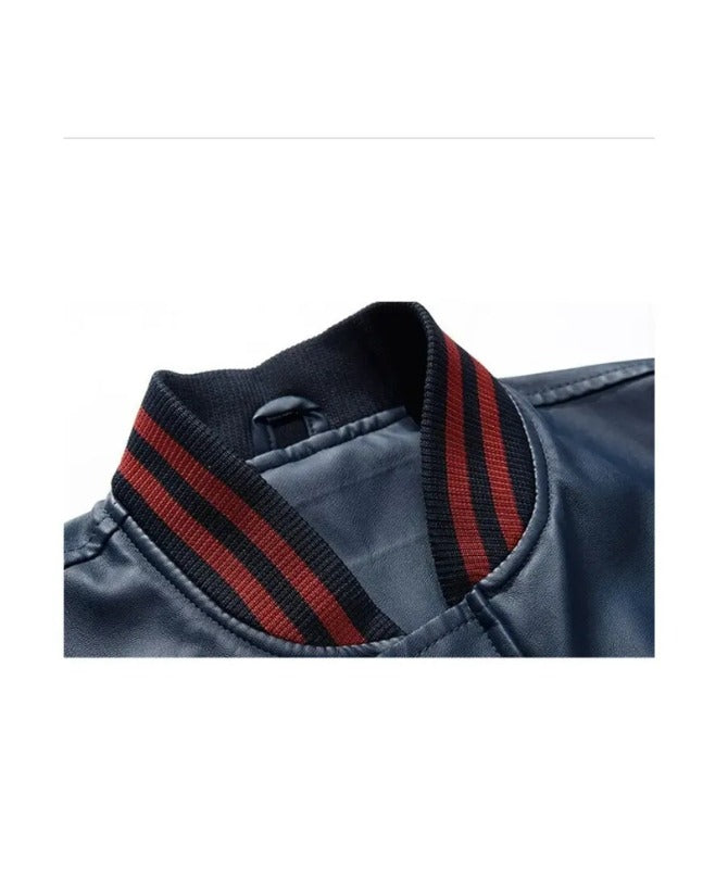 Men’s Red & Navy Varsity Jacket | Stylish Letterman Bomber Jacket for Casual Wear