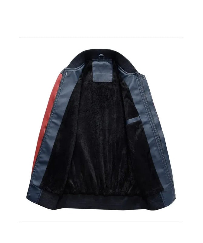 Men’s Red & Navy Varsity Jacket | Stylish Letterman Bomber Jacket for Casual Wear