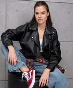 Women’s Black Sheep Leather Biker Jacket – Stylish Genuine Leather Outerwear