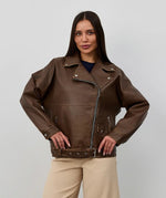 Women’s Brown Sheep Leather Biker Jacket – Classic Genuine Leather Outerwear