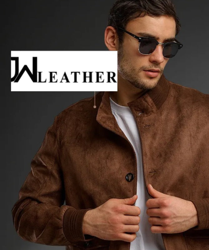 Men’s Brown Suede Leather Jacket – Vintage Button-Up Classic Style | Premium Soft Suede Outerwear by JW Leather