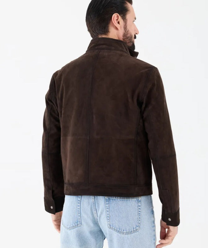 Men’s Brown Suede Leather Jacket – Genuine Sheep Suede | Smart Casual Outerwear