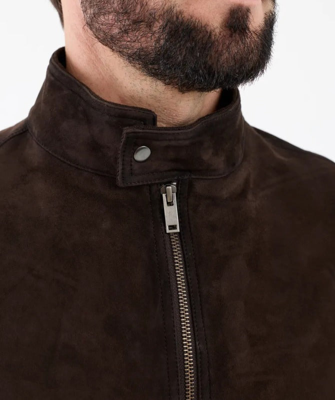 Men’s Brown Suede Leather Jacket – Genuine Sheep Suede | Smart Casual Outerwear
