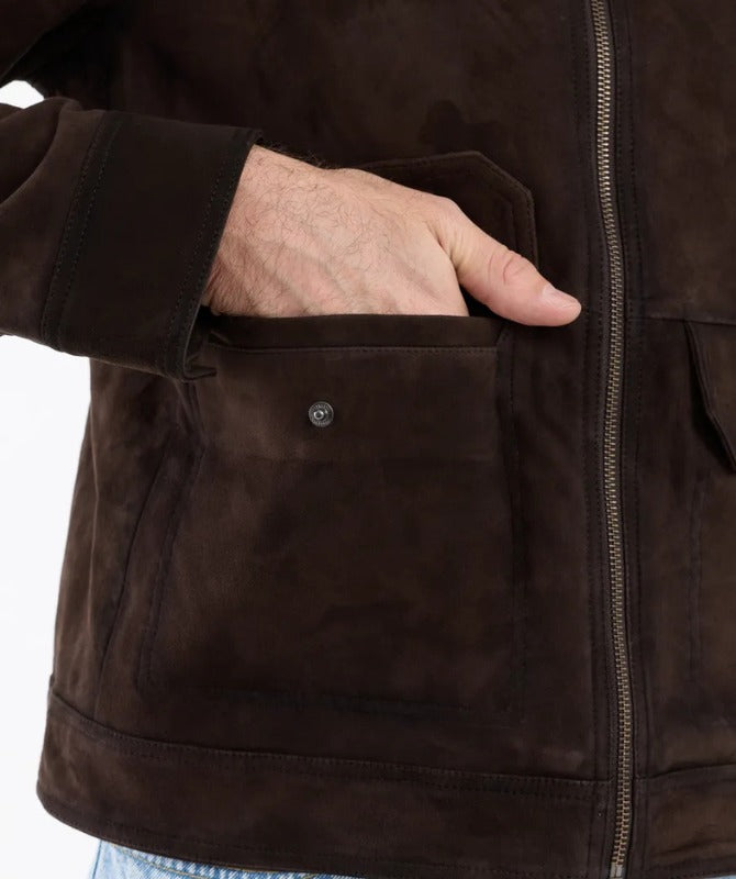 Men’s Brown Suede Leather Jacket – Genuine Sheep Suede | Smart Casual Outerwear