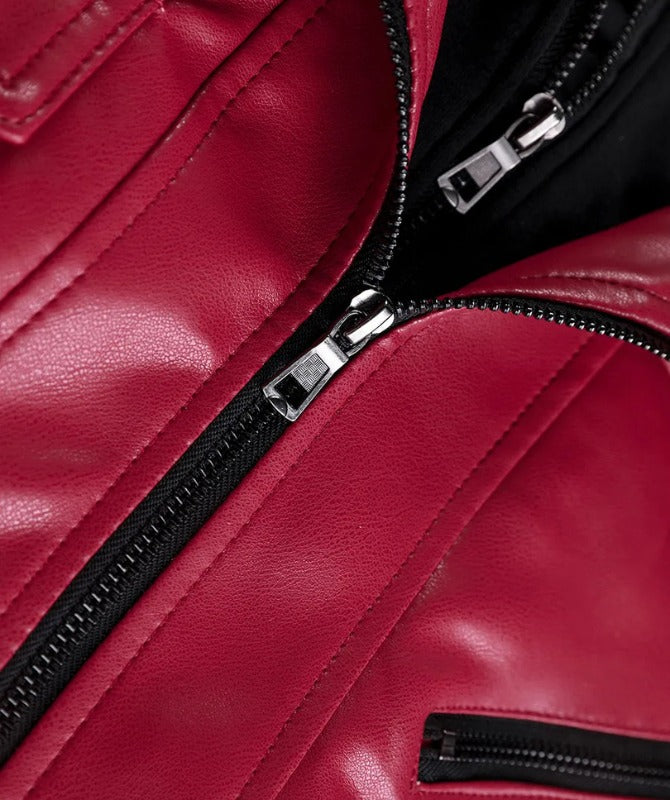 Men’s Red Sheep Leather Jacket with Hoodie – Premium Soft Genuine Leather Bomber Style