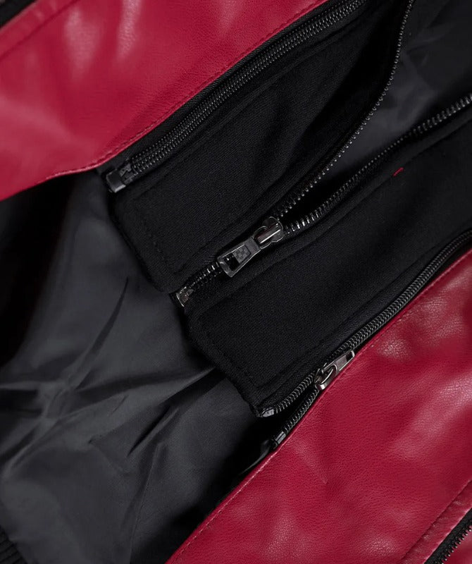 Men’s Red Sheep Leather Jacket with Hoodie – Premium Soft Genuine Leather Bomber Style