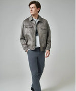 Men’s Grey Suede Leather Jacket – 100% Genuine Sheep Leather | Classic Streetwear Style