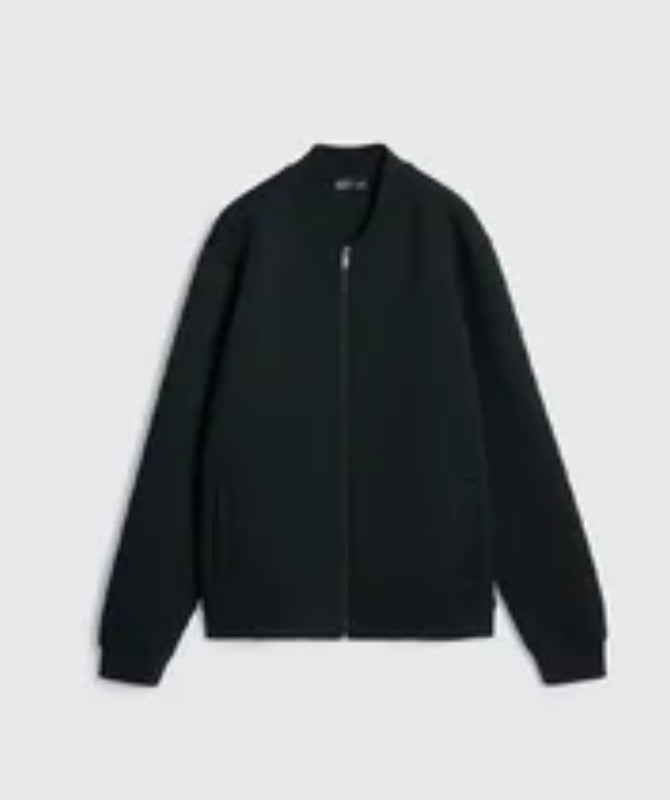 Men’s Classic Black Suede Bomber Jacket | Minimalist Zip-Up Casual Outerwear