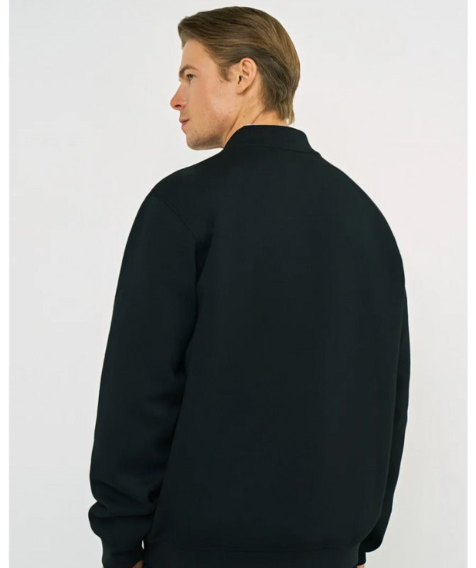 Men’s Classic Black Suede Bomber Jacket | Minimalist Zip-Up Casual Outerwear