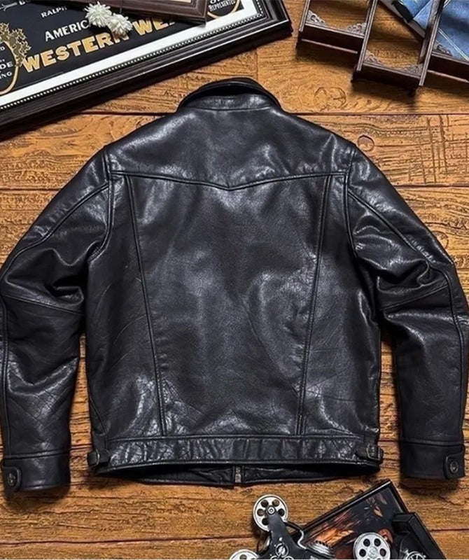 Classic Black Leather Jacket for Men – Premium Sheep Leather Moto Style | Timeless Biker Outerwear