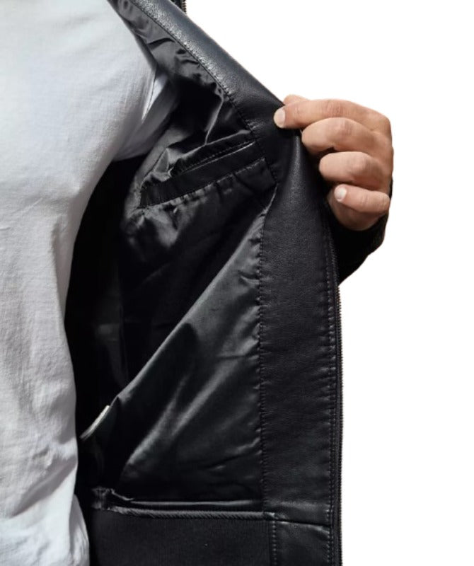 Men’s Classic Black Leather Bomber Jacket | Stylish Winter Outerwear for Modern Men