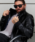 Men’s Classic Black Leather Bomber Jacket | Stylish Casual Outerwear