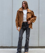 Women’s Oversized Camel Sheep Leather Biker Jacket – Premium Moto Style Streetwear