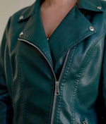 Women’s Emerald Green Sheep Leather Moto Jacket – Premium Slim Fit Biker Style