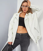 Women’s White Sheep Leather Biker Jacket – Premium Soft Leather Moto Style