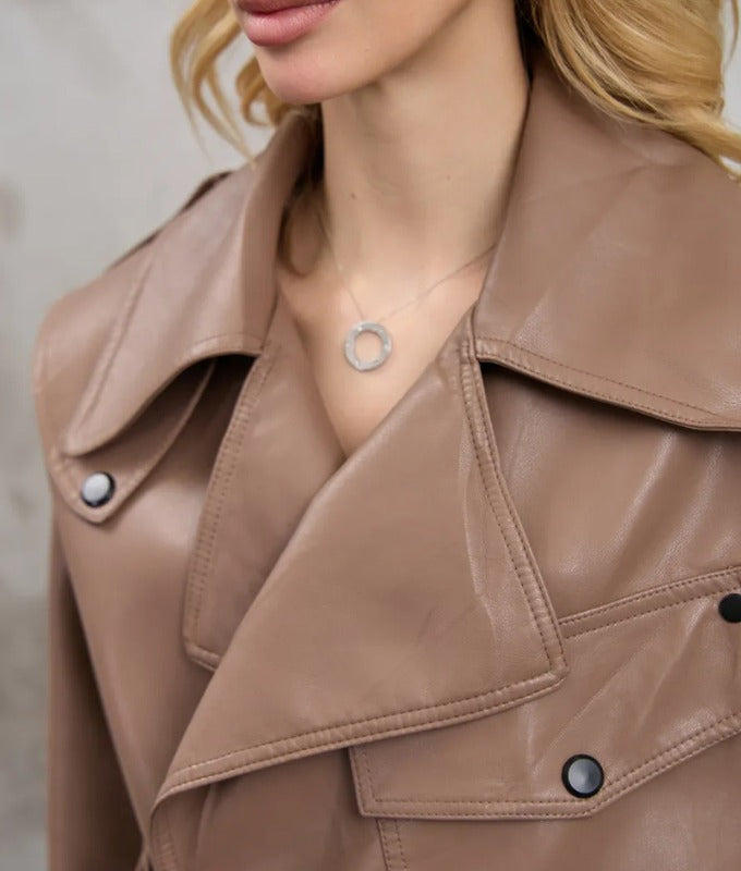 Women’s Brown Cropped Sheep Leather Jacket – Soft Genuine Leather Short Coat