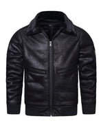 Men’s Black Shearling Lined Leather Jacket | Warm Winter Bomber Coat
