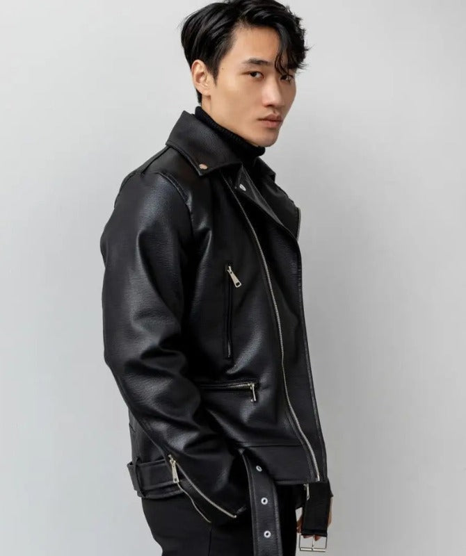 Men’s Classic Black Biker Leather Jacket | Stylish Moto Outerwear