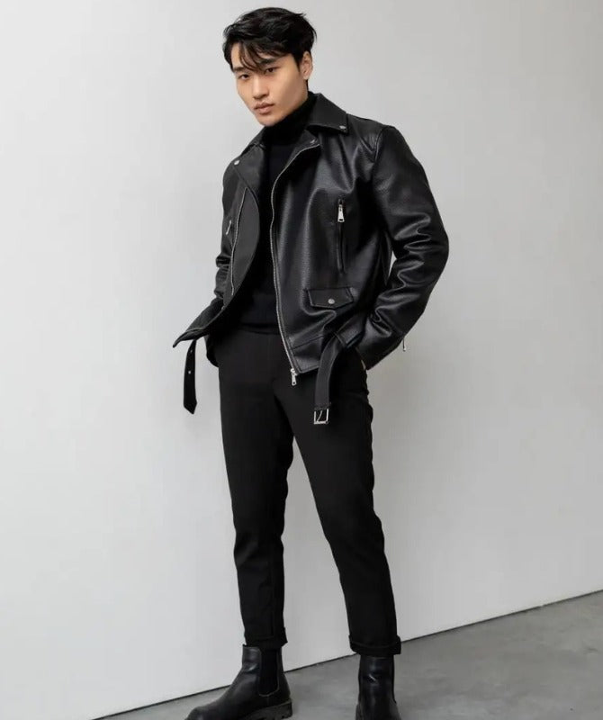 Men’s Classic Black Biker Leather Jacket | Stylish Moto Outerwear
