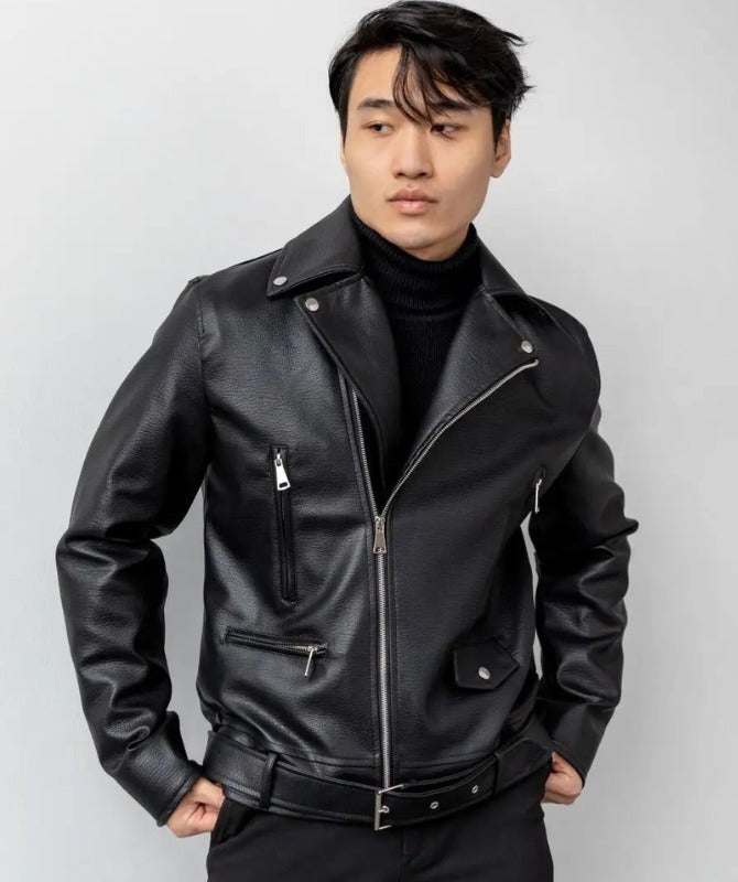 Men’s Classic Black Biker Leather Jacket | Stylish Moto Outerwear