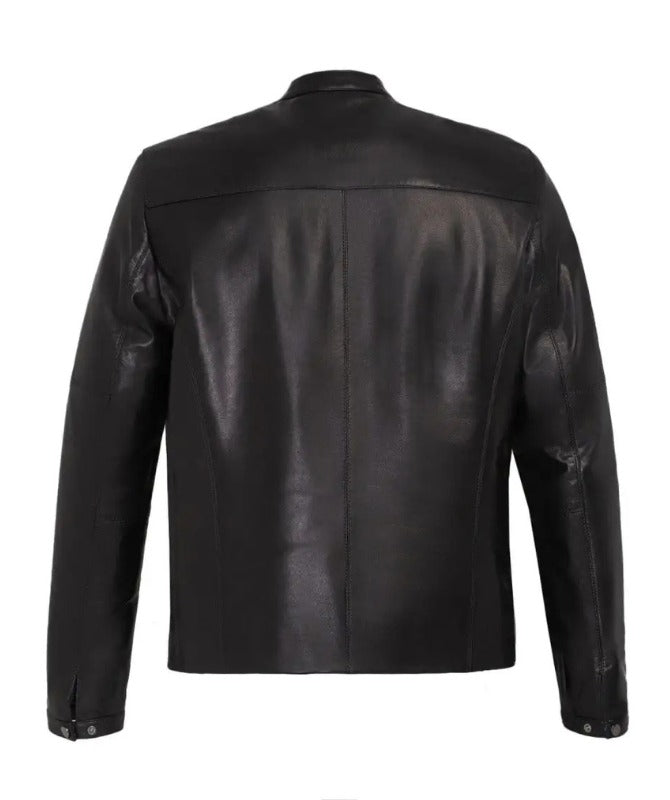 Men’s Classic Black Sheep Leather Jacket – Minimalist Design, Premium Quality