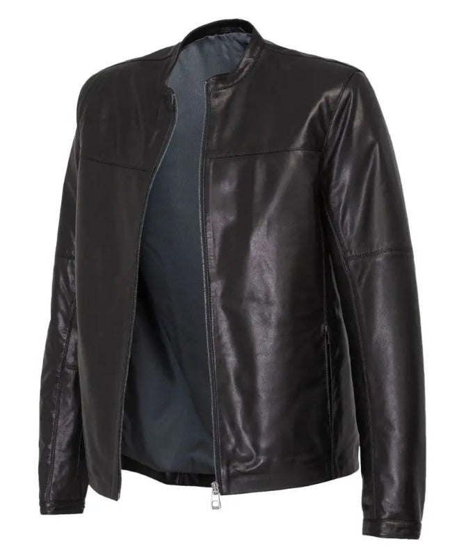 Men’s Classic Black Sheep Leather Jacket – Minimalist Design, Premium Quality