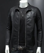 Men’s Slim Fit Black Leather Jacket | Modern Casual Motorcycle Style