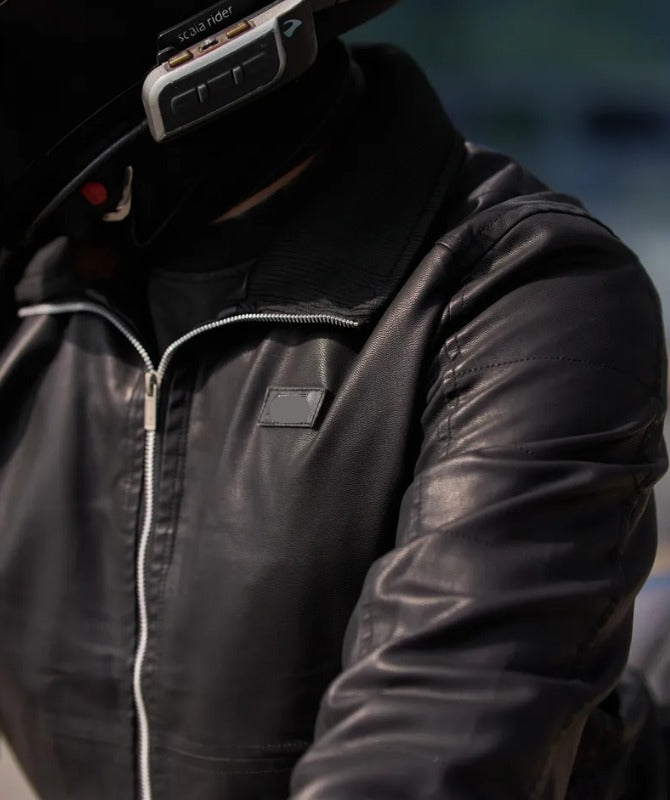 Men’s Black Leather Motorcycle Jacket | Biker Riding Protective Gear