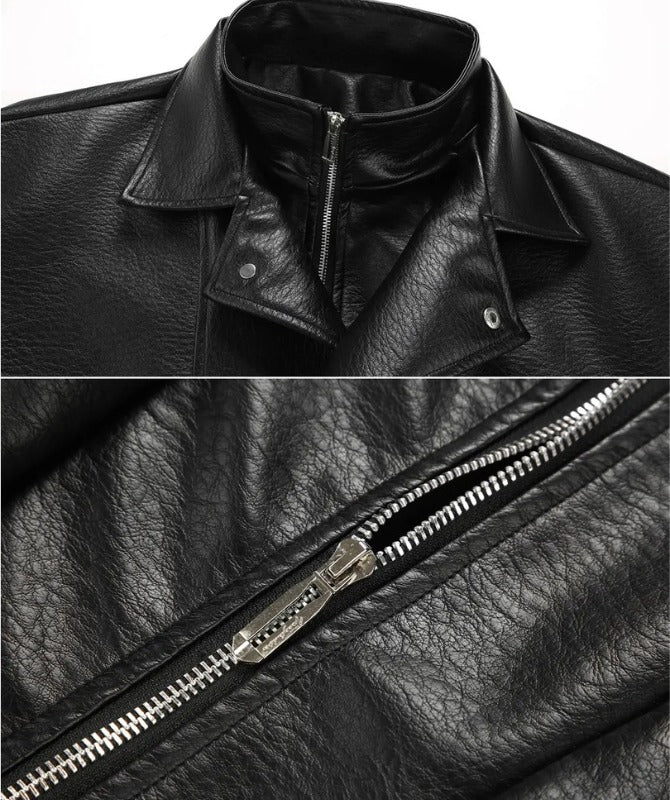 Men’s Black Leather Bomber Jacket | Classic PU Leather Jacket for Stylish Everyday Wear