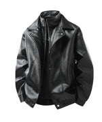 Men’s Black Leather Bomber Jacket | Classic PU Leather Jacket for Stylish Everyday Wear