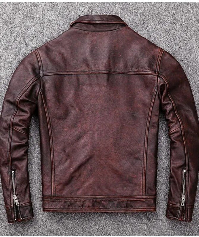 Men’s Vintage Brown Leather Jacket | Classic Retro Motorcycle Style Outerwear