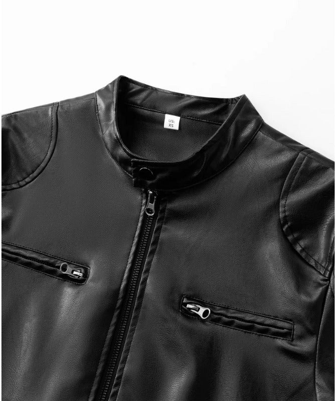Men’s Black Genuine Sheep Leather Biker Jacket – Slim Fit Moto Style