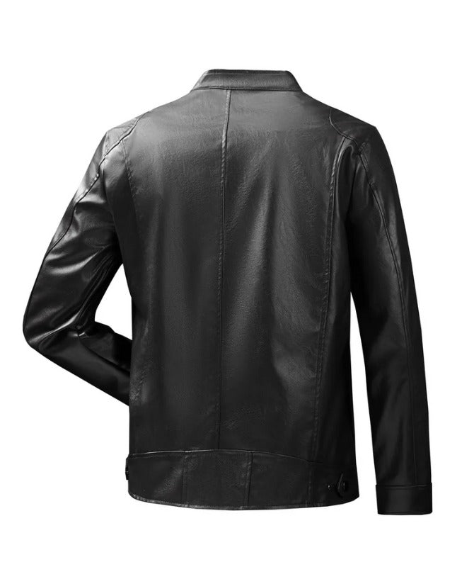 Men’s Black Genuine Sheep Leather Biker Jacket – Slim Fit Moto Style