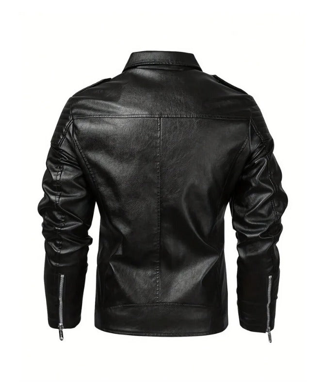 Men’s Black Genuine Sheep Leather Biker Jacket – Classic Asymmetrical Motorcycle Style