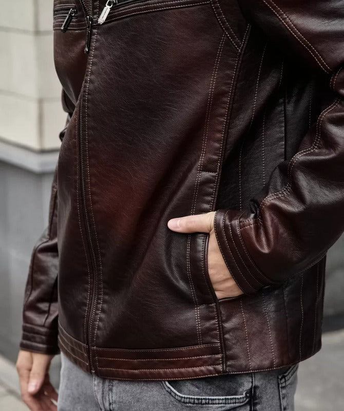 Men’s Brown Leather Biker Jacket | Classic Vintage Style Motorcycle Outerwear