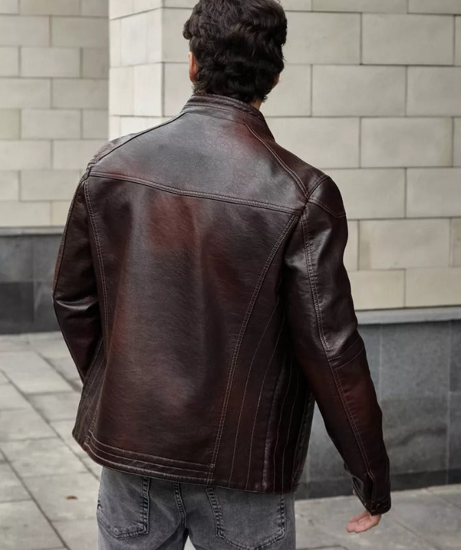 Men’s Brown Leather Biker Jacket | Classic Vintage Style Motorcycle Outerwear
