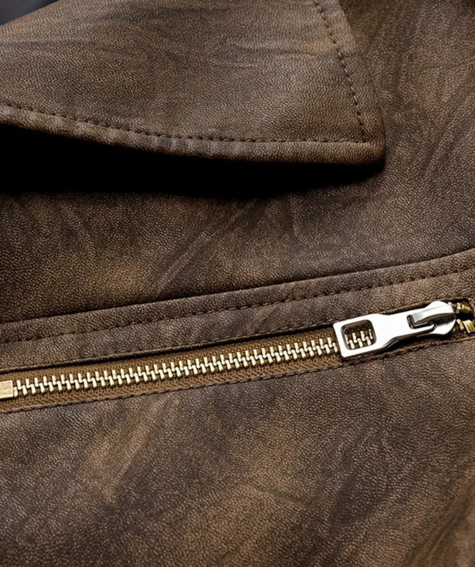 Men’s Vintage Brown Leather Blazer – 100% Genuine Sheep Leather Classic Jacket