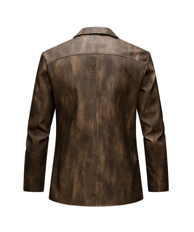 Men’s Vintage Brown Leather Blazer – 100% Genuine Sheep Leather Classic Jacket