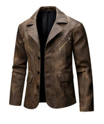 Men’s Vintage Brown Leather Blazer – 100% Genuine Sheep Leather Classic Jacket