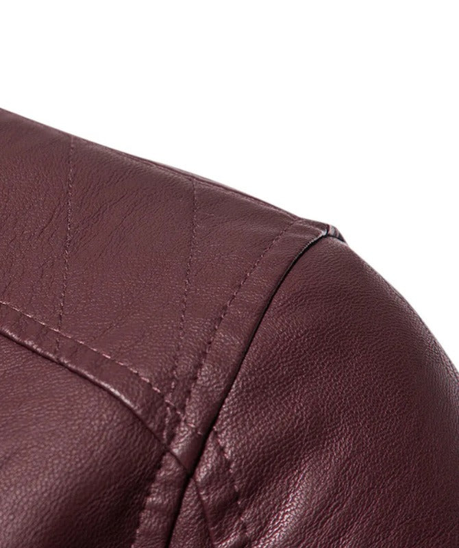 Men’s Maroon Slim Fit Biker Leather Jacket – Genuine Sheep Leather | Stylish & Durable Outerwear