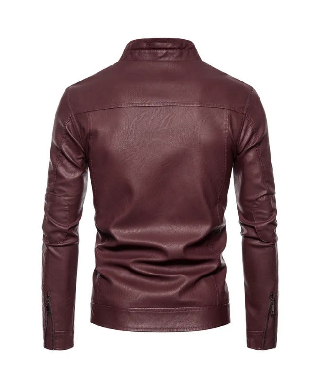 Men’s Maroon Slim Fit Biker Leather Jacket – Genuine Sheep Leather | Stylish & Durable Outerwear