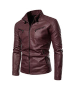 Men’s Maroon Slim Fit Biker Leather Jacket – Genuine Sheep Leather | Stylish & Durable Outerwear